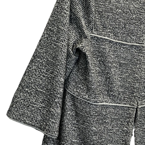 Cabi Topper Jacket M Open Front Tiered Knit Gray Black Office Casual Classic